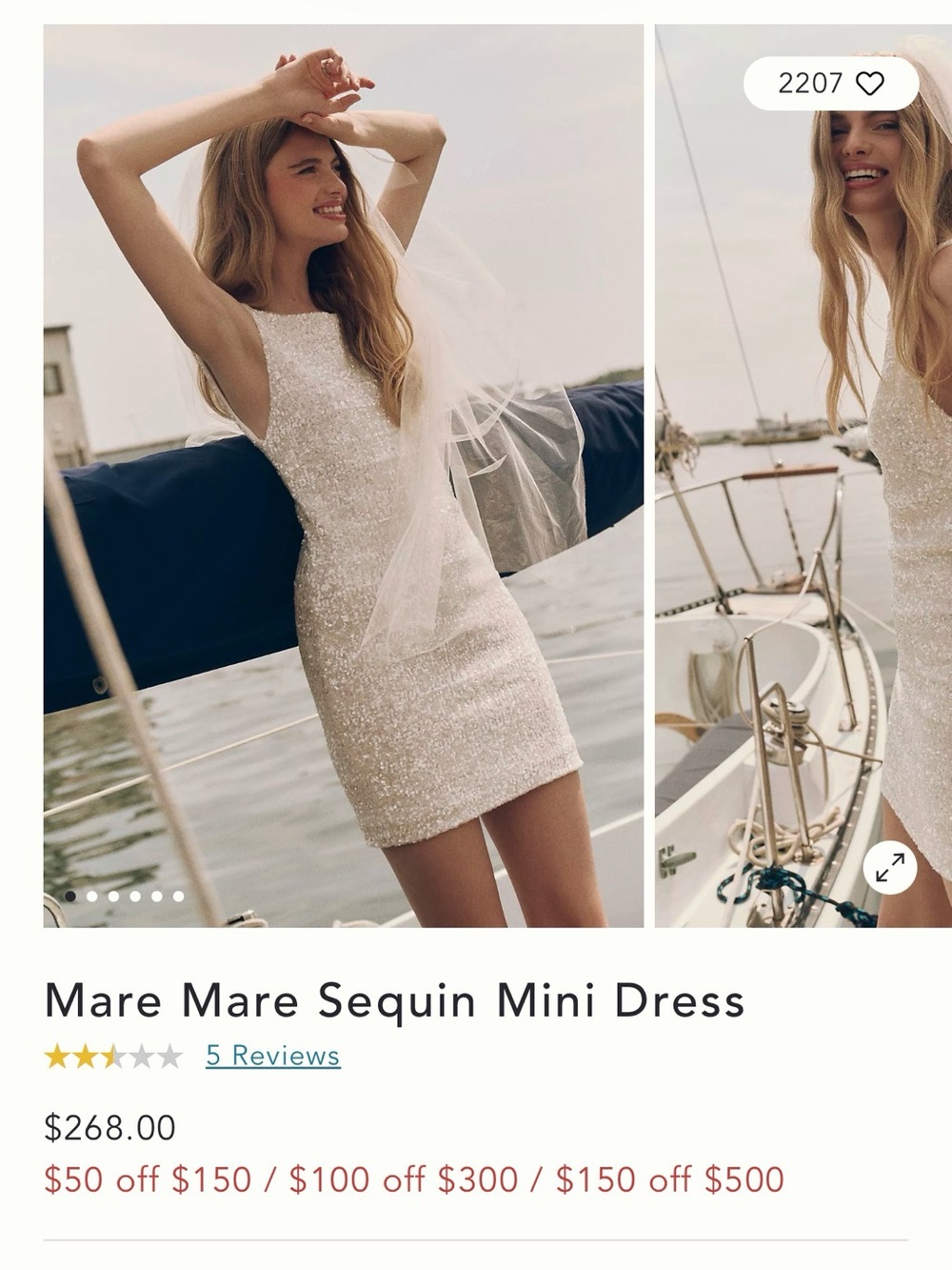Anthropologie White Sequins Mini Dress